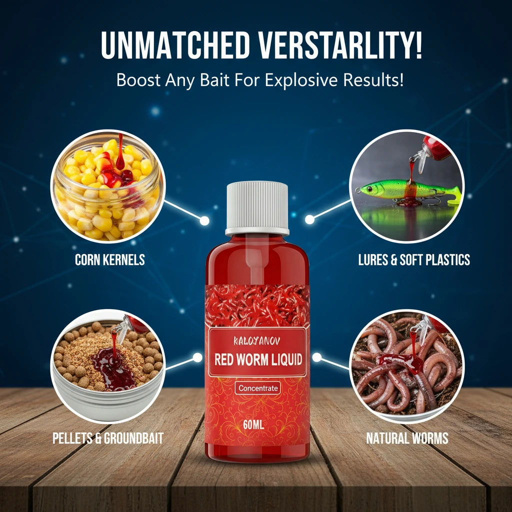 60ml Red Worm Liquid Concentrated Fish Attractant for Carp Fishing Bait Additive Lure Scent Fast Attraction Professional Gear