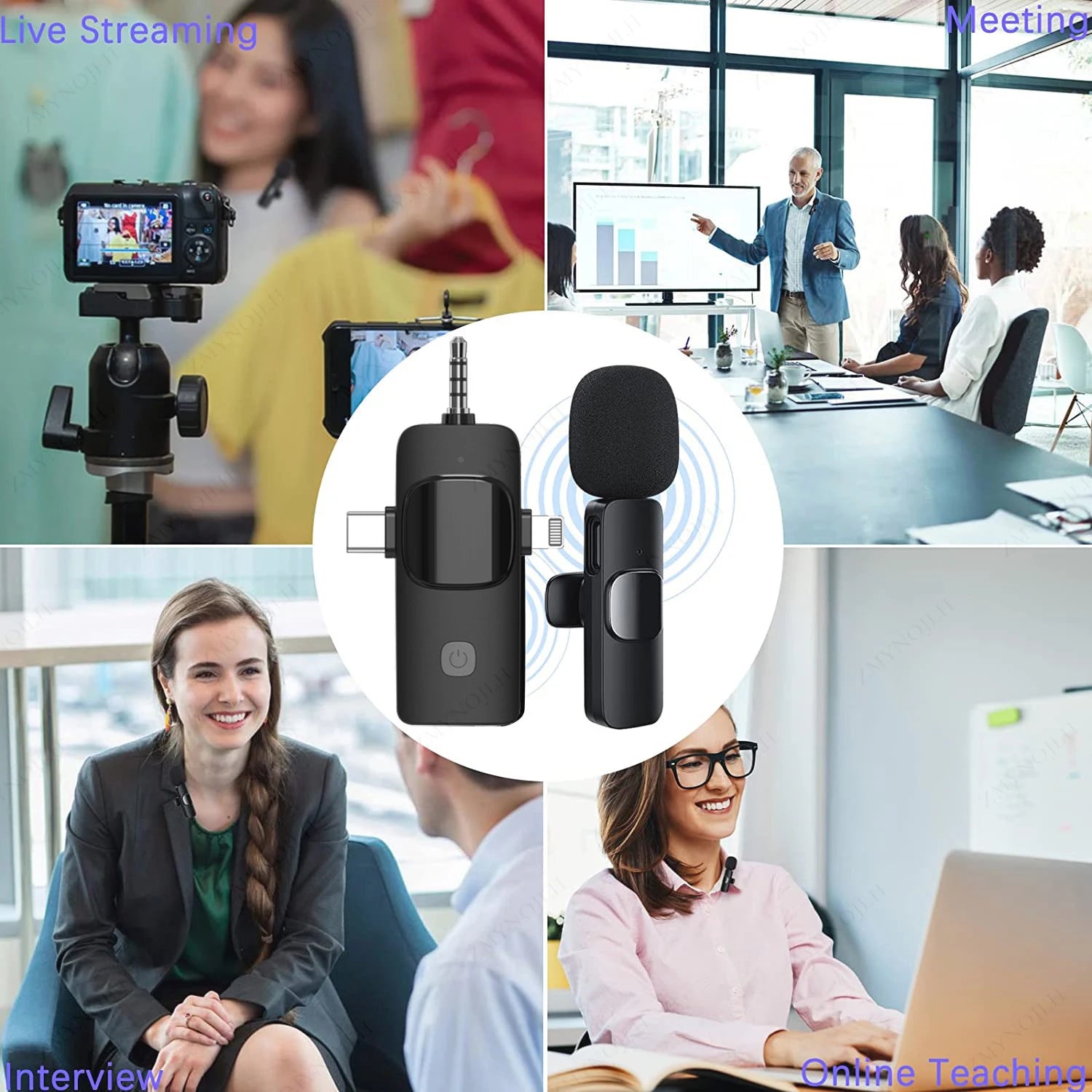 Capture crystal-clear audio on the go with this professional 4-in-1 wireless lavalier microphone—compatible with iPhone and Android devices for versatile, high-quality recording!