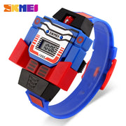 SKMEI Kids Watches LED Digital Children Cartoon Sports Watches Robot Transformation Toys Boys Wristwatches Montre Enfant 1095