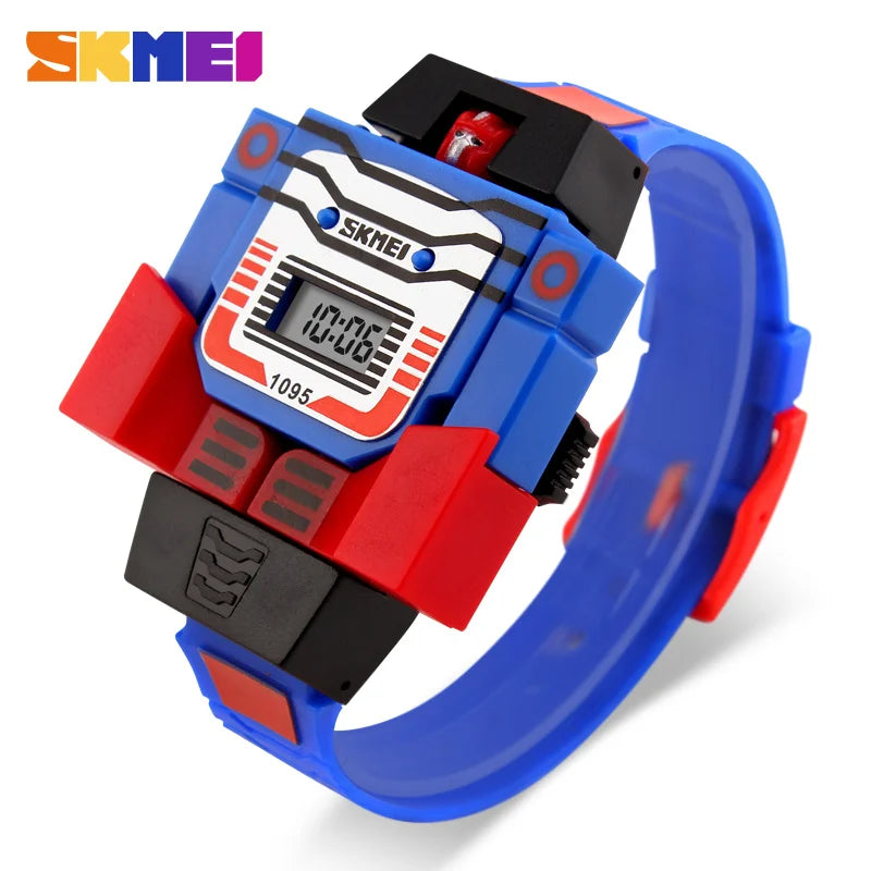 SKMEI Kids Watches LED Digital Children Cartoon Sports Watches Robot Transformation Toys Boys Wristwatches Montre Enfant 1095