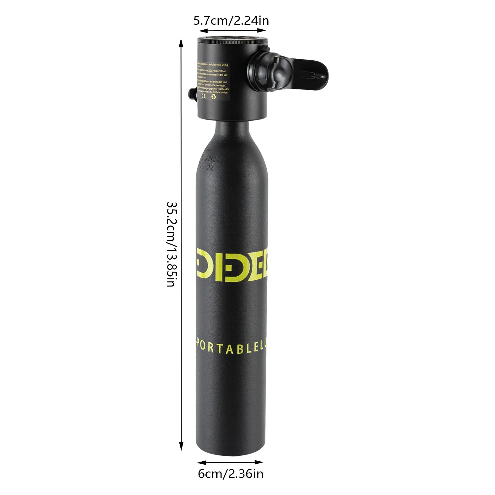 0.5L Mini Scuba Tank with 5-10 Minute Breathing Time, Portable Aluminum Diving Cylinder for Snorkeling and Emergency Air
