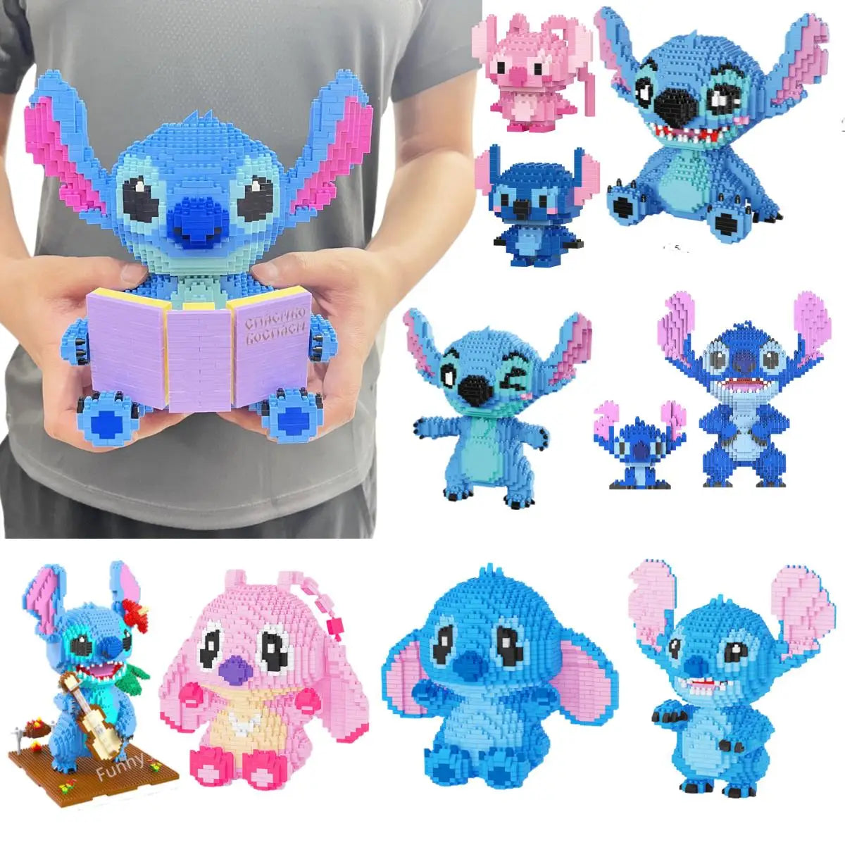 Funny Anime Figure Interstellar Stitch Blocks Small Particles Building Blocks Assembled Puzzle Block Toy Children Christmas Gift