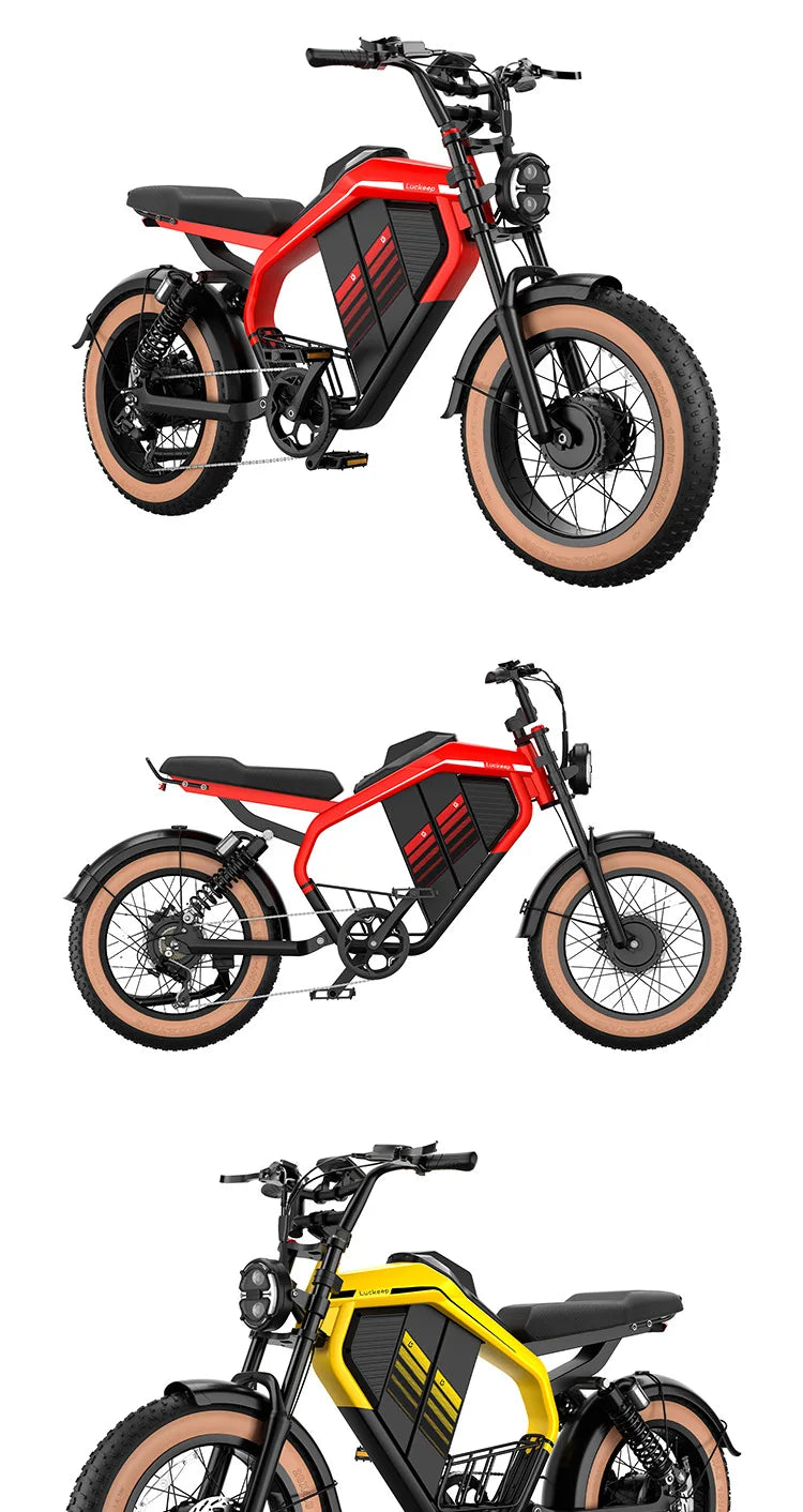 E-Bike 2000W Motor 52V40AH All-terrain Fully Suspended Off-road Motorcycle Electric Bike 20*4.0-inch Fat Tire  Electric Bicycle