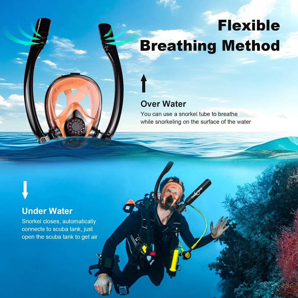 THAISTONE Diving Tank with Snorkel Mask 0.5L Mini Scuba Portable Lungs Oxygen Cylinder Full Face Diving Mask 5-10 Mins
