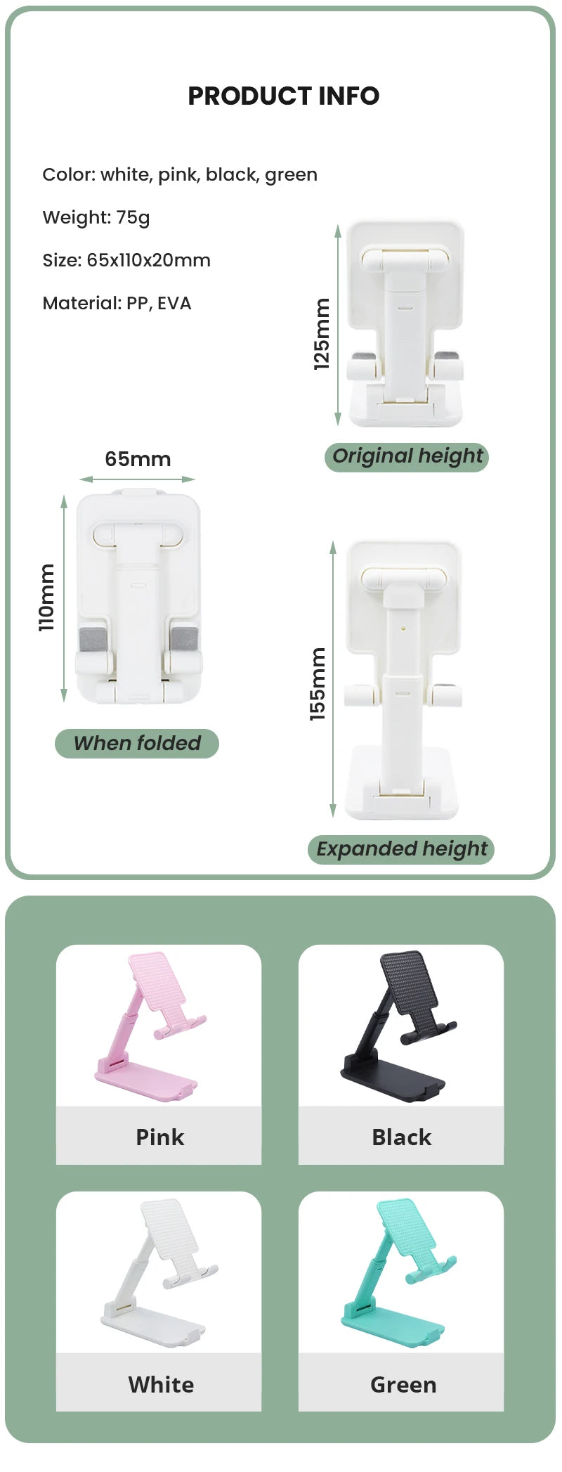 Keep your phone within easy reach with this adjustable desktop phone holder stand—perfect for hands-free use and quick access!