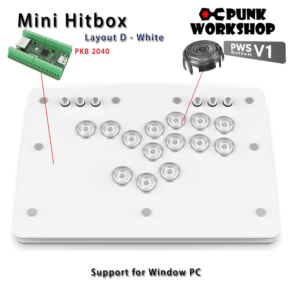 Punk Workshop Mini HitBox SOCD Fighting Stick Controller Newest Version Support Switch/PC (Windows®11 / 10) Handle Fight Console