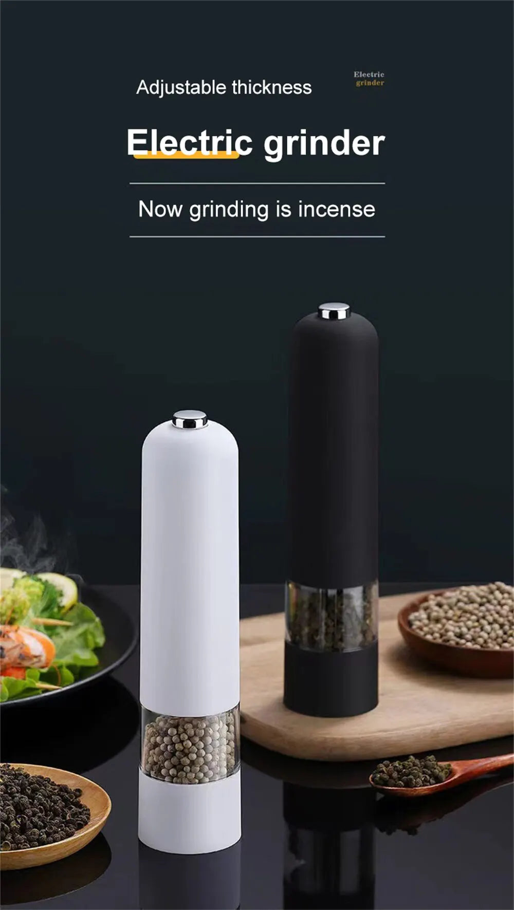 Season with precision using this electric automatic salt and pepper mill—featuring LED light and adjustable coarseness for perfect flavor every time!