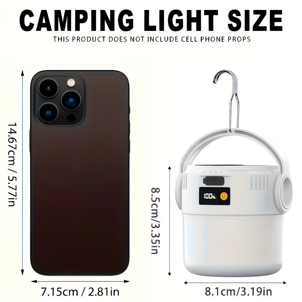 Solar Camping Lantern USB Rechargeable Outdoor Portable Waterproof Emergency Light for Hiking Backpacking Tent Activities