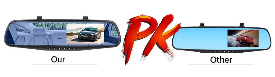 Dashcam 4.3 Inch Mirror FHD 1080P Camera Dual Lens DVR  Rearview Mirror Dash Camera Car Video Recorder Auto Black Box Car Dvr
