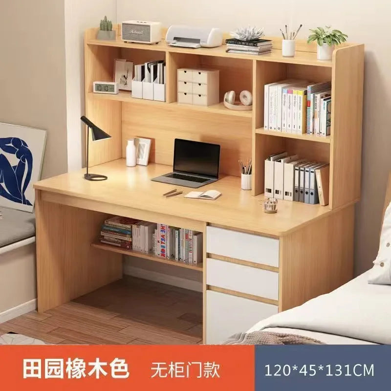 Simple Desk Bookshelf All-in-one Computer Desk Storage Space Student Home Study Bedroom Office Desk with Household Furniture