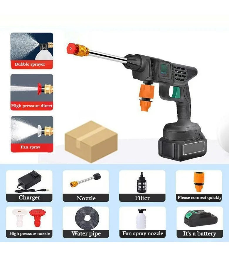 EU Plug High Pressure Electric Washer High Power Household Multifunction Wireless Car Washer for Car&Floor Washing Cleaning Tool