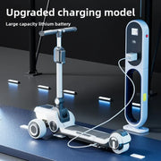 Rechargeable electric scooter for children, foldable and fun with widened design.