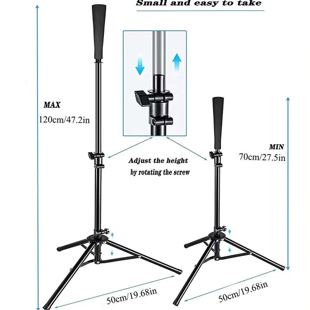Baseball Batting Tee Tripod Adjustable Tripod Stand Tee for Hitting Training Practice Portable Foldable for Adult Kids Beginner