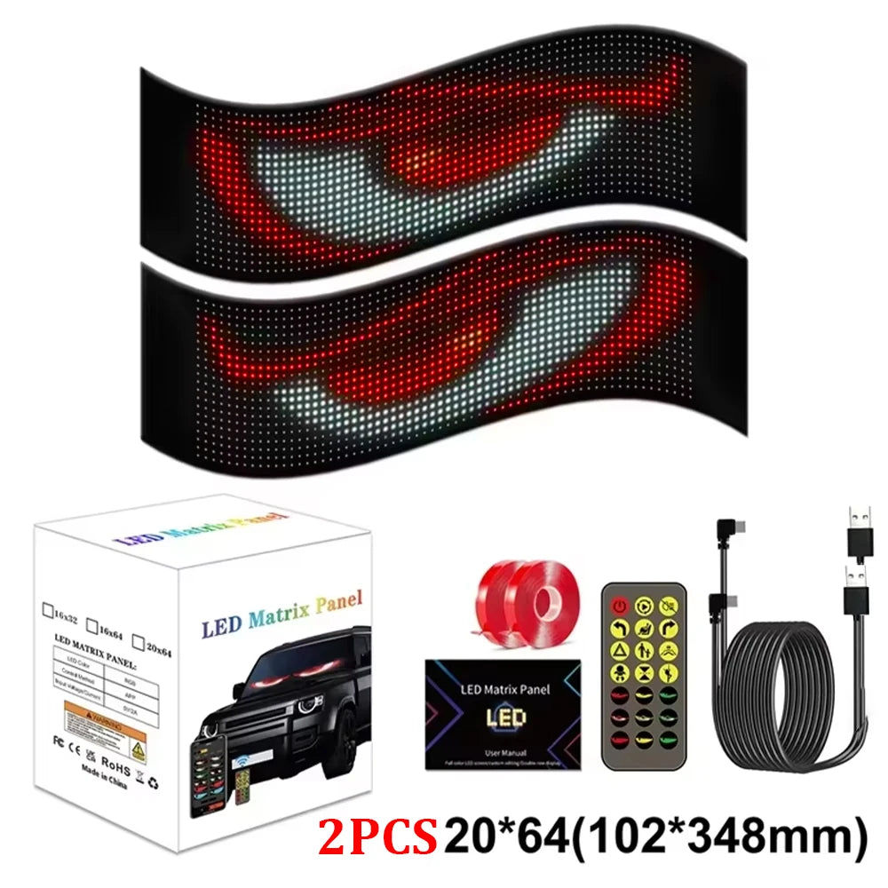 16*32 LED Devil Eye Lights for Motorcycle Windshield,Programmable Matrix Pixel Panel with App/Remote Control for Motorcycle