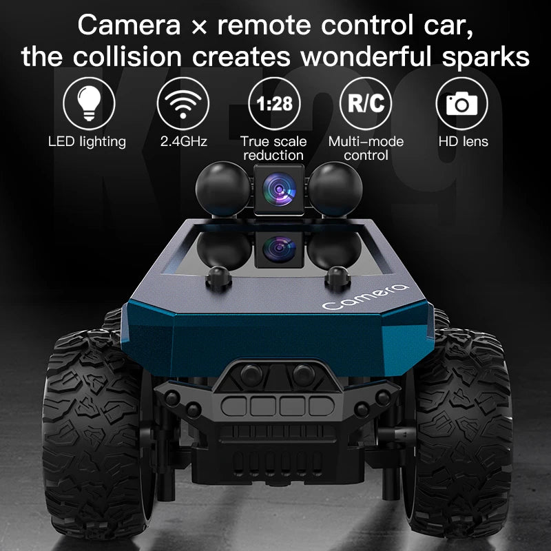 1:28 4WD Off-Road Remote Control Car with Camera, High Performance Big Foot RC Drift Racing Vehicle, Christmas Gift for Kids