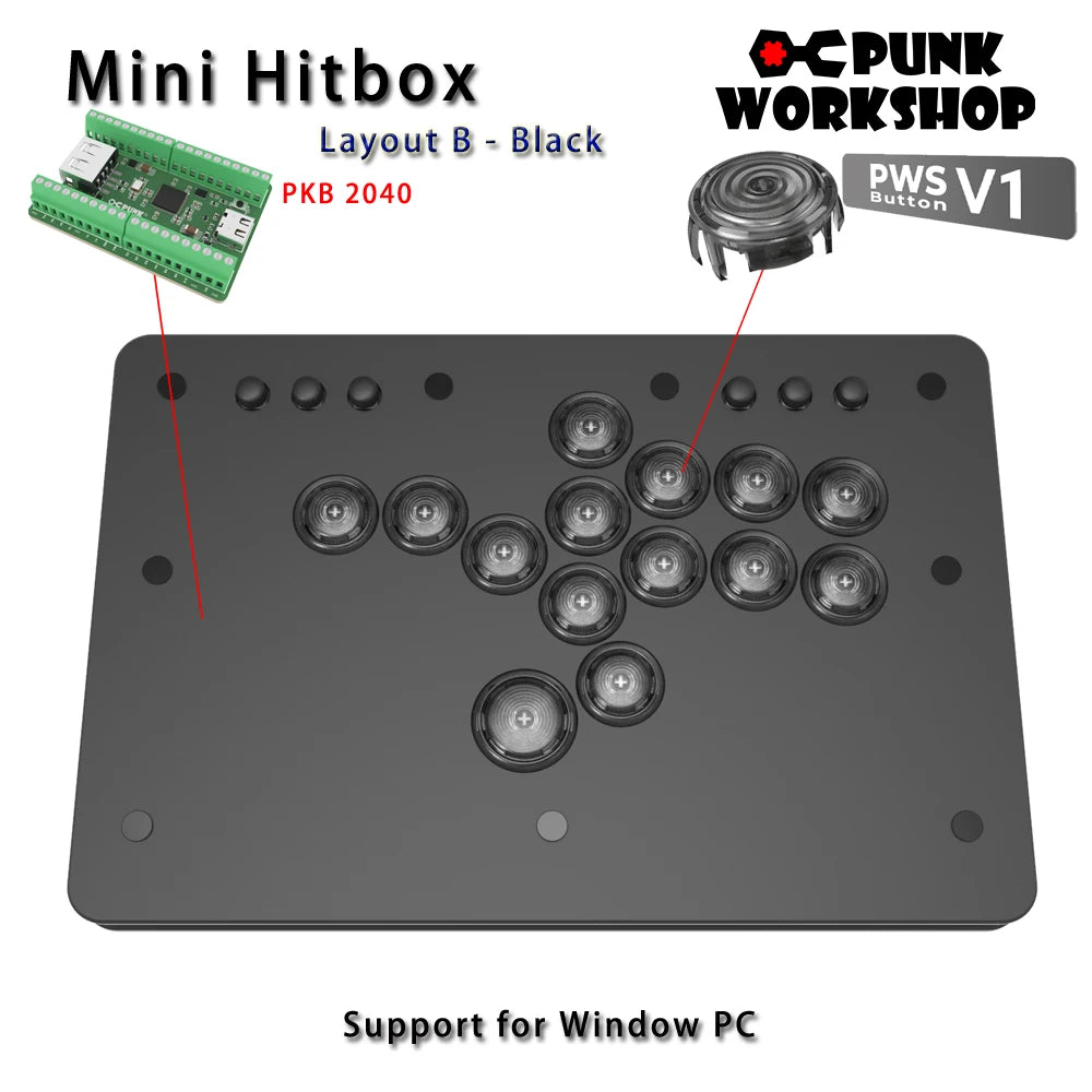 Punk Workshop Mini HitBox SOCD Fighting Stick Controller Newest Version Support Switch/PC (Windows®11 / 10) Handle Fight Console