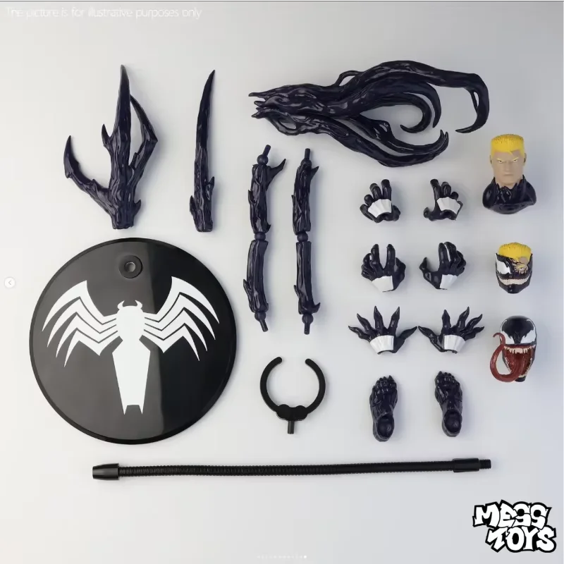 In Stock Mess Toys Venom Lethal Neighbor Spider Man Symbiotic Black Suit Anime Action Figure Collectible Messtoy Spiderman Model