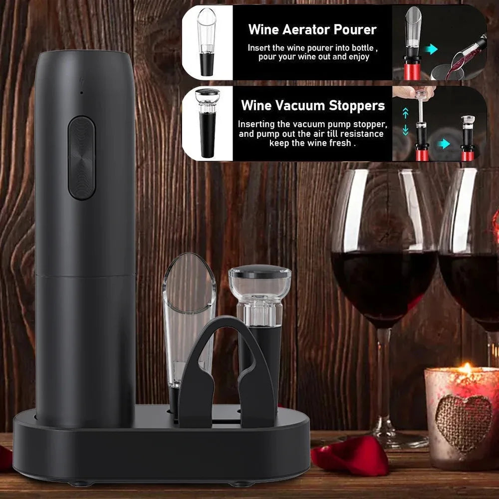 Pop open your favorite bottle effortlessly with this electric wine bottle opener—stylish, quick, and hassle-free!