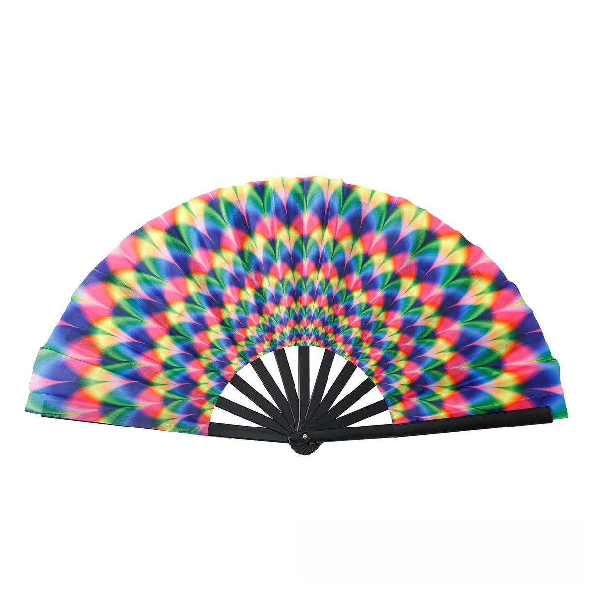 One Pack Large Carnival Folding Fan Fan Craft Fan with Energetic Neon Mushroom Pattern Can Be Used for Both Men and Women