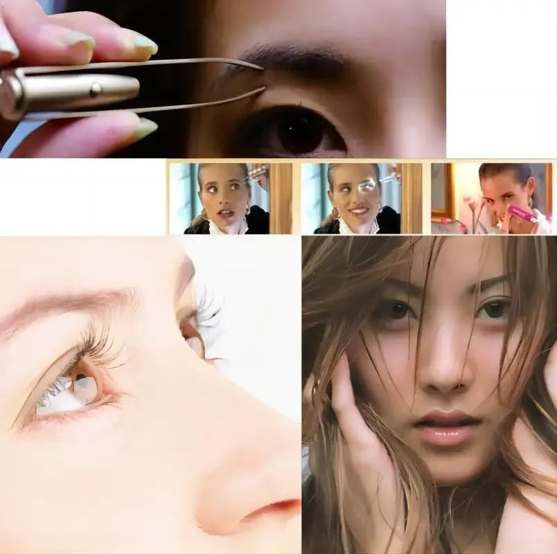 Precisely shape your brows anytime with this portable stainless steel eyebrow tweezer—smart design featuring built-in LED light for flawless makeup application!