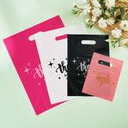 30/50/100PCS plastic thank-you bags with handles, small commercial shopping bags, gift bags, retail boutiques, clothing stores