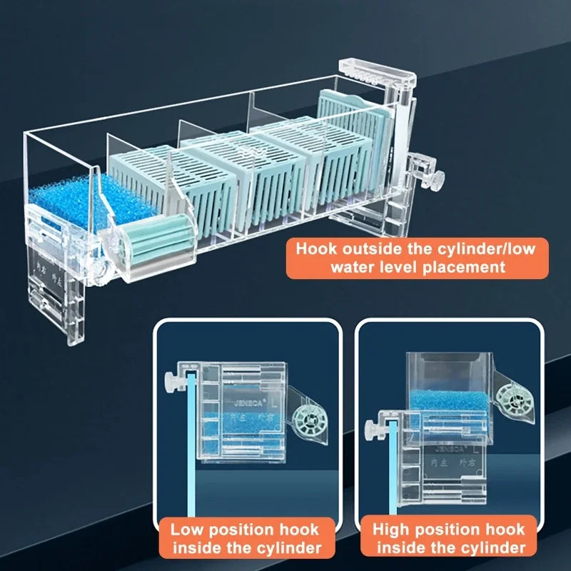 New Fish Tank Waterfall Filter Box Wall Mounted Built-in Silent Circulating Water Purifier For Aquarium Tank Box With Water Pump