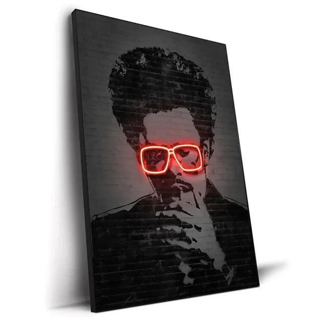 Abstract Neon Rapper Star Posters 2Pac Hip Hop Singers Wall Art Pictures Graffiti Canvas Painting Home Room Bar Decor NO LED