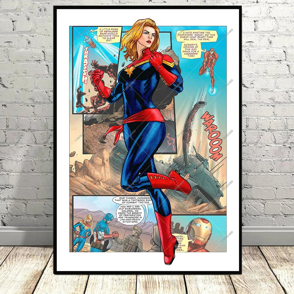 Frameless Marvel Movie Avengers Wall Art Canvas Posters Superhero Spiderman Iron Man Home Decor Children Room Canvas Painting Mu