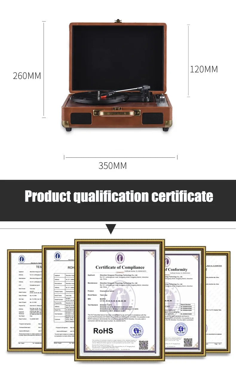Retro portable vinyl record player, Bluetooth/USB/TF playback, suitable for family gatherings, outdoor camping, party gifts
