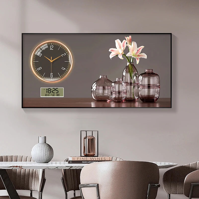 Large Size Aluminum Alloy Framed Artwork Wall Clock, Luxurious Muted Quartz Clock for Home Decor, Living Room, Bed Room Décor