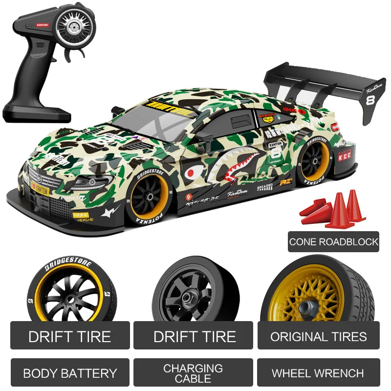 RC 4WD 2.4G Racing Car High Speed Off-Road Remote Control Drift Toys 1:16 with LED Light Race Sports Car for Boys Children Gift
