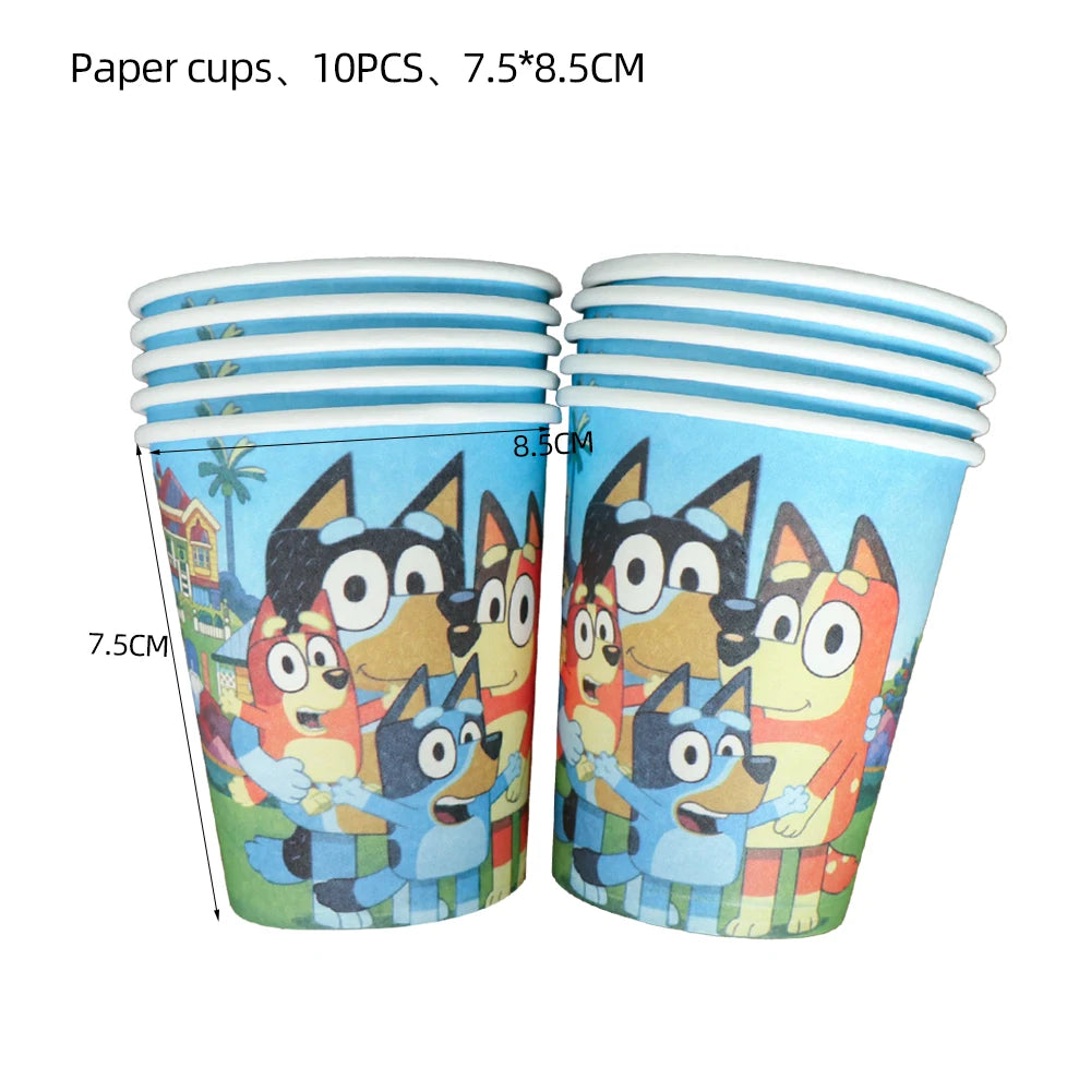 Blue dog Birthday Party Supplies Goodie Bag Stuffers Fillers Tableware Plates Cups Napkins Tablecloth Party Favor Decorations