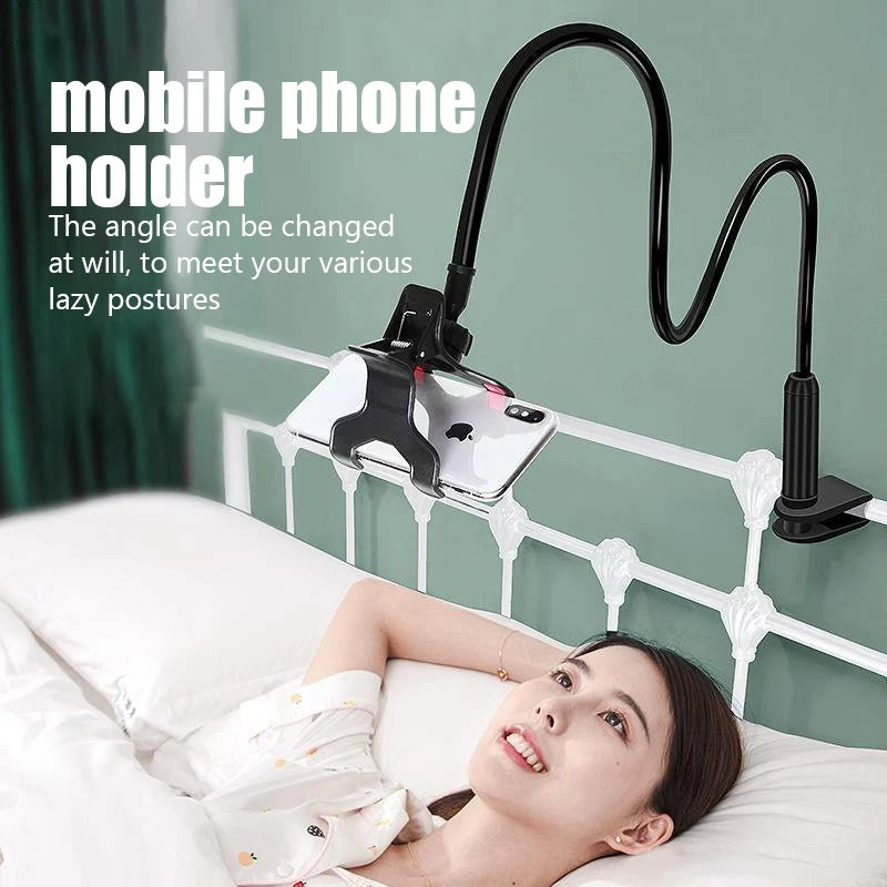 Enjoy hands-free convenience with this universal flexible lazy mobile phone holder—adjustable clip perfect for home, bed, or desktop use!