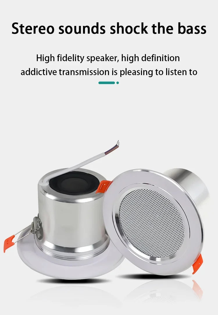 12W Mini Ceiling Speaker Stereo Home Theater Background Music System Public Address In-wall Loudspeaker Bathroom Kitchen Hotel