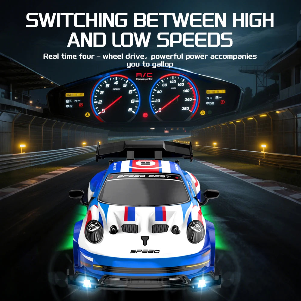 2.4G Wireless 4WD Drift RC Car 1:24 Scale With Cool Lights Stepless Speed Kids Remote Control Vehicle Christmas Birthday Gift