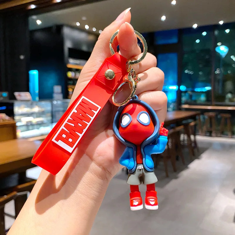 Classic SpiderMan Keychain Pendant Disney Marvel Amazing Inverted Silk Stereo Doll Car Hanging Decor Keychain Birthday Gift Toys