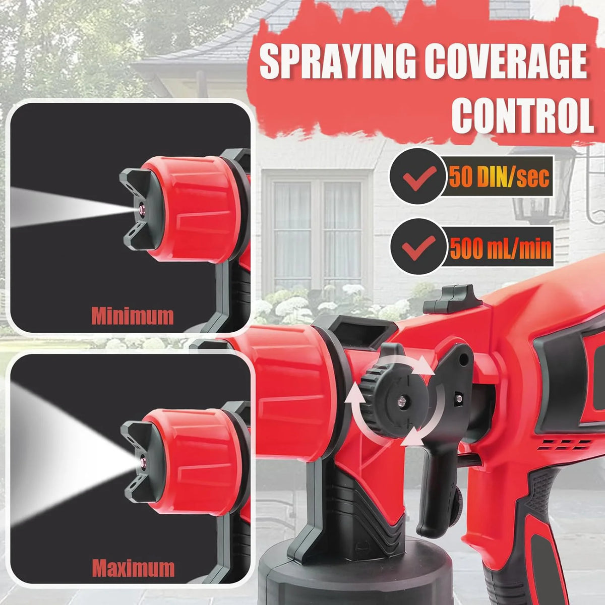HVLP Paint Sprayer Compatible with Milwaukee 18V Battery 30000RPM Electric Paint Gun with 1.0/1.5/1.8/2.5mm Nozzles