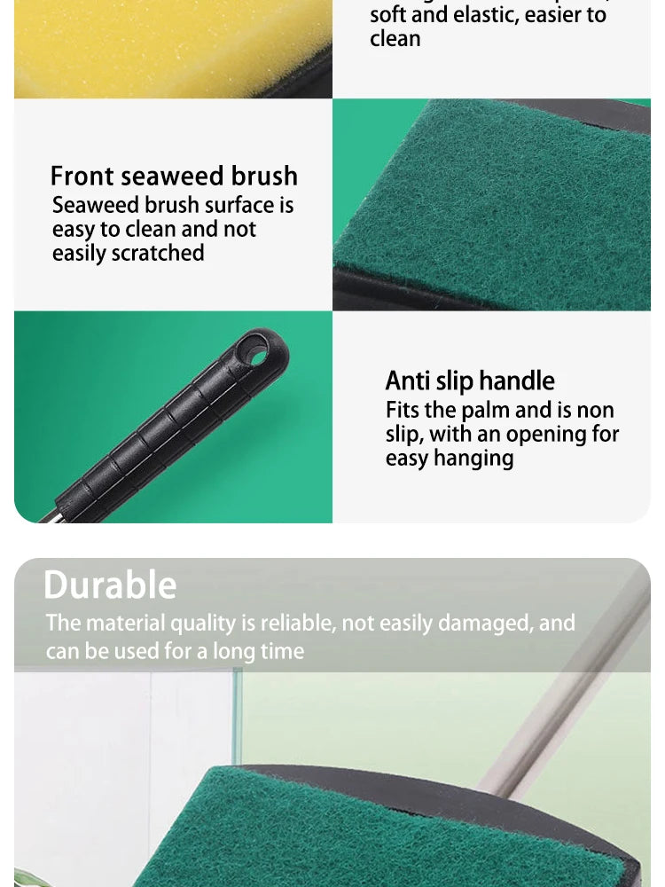 Fish Tank Brush Long Handle Brush Double-sided Cleaning Brush Aquarium Cleaning Tools