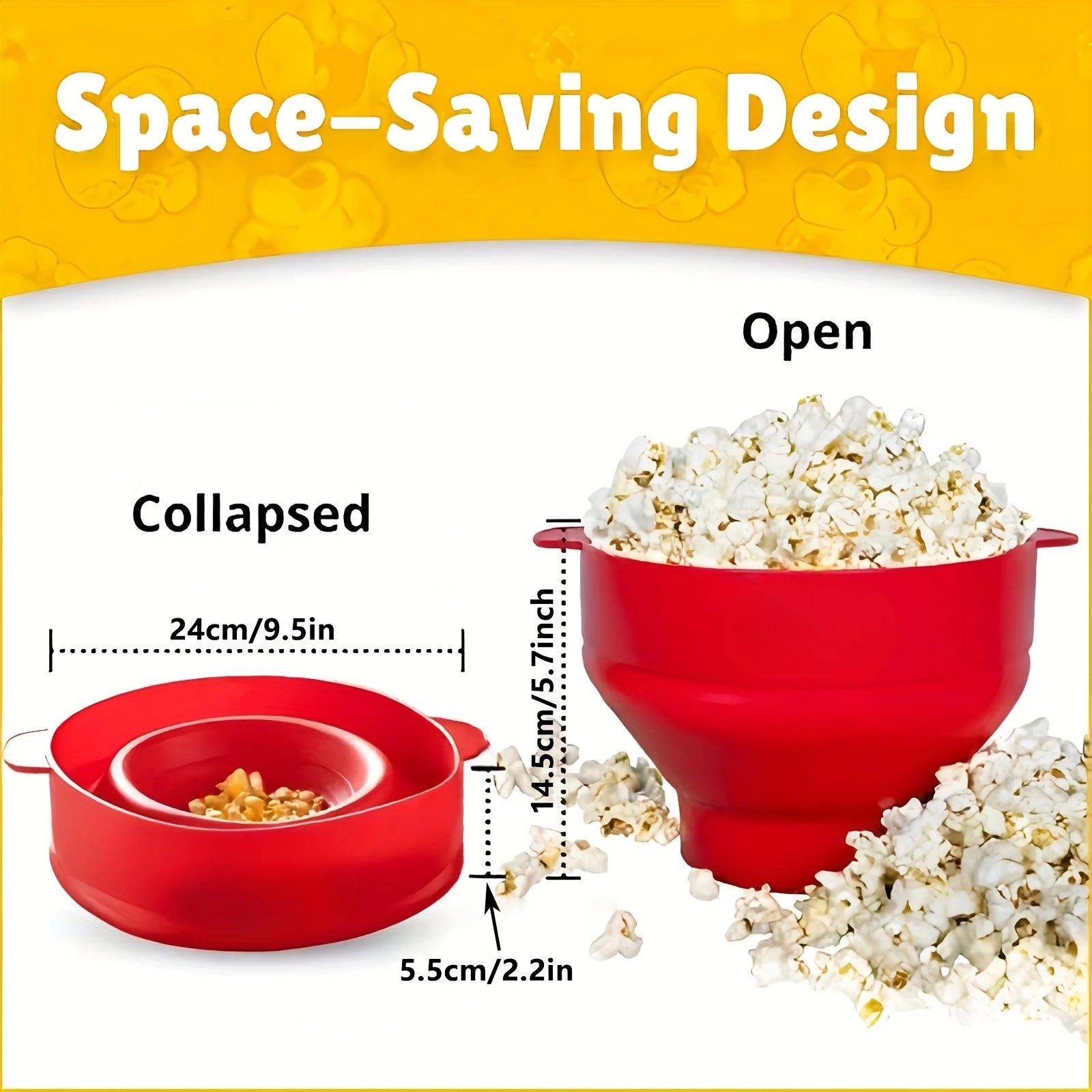 Make freshly popped popcorn in the microwave with this 3L large capacity, foldable silicone bowl popcorn maker. BPA-free and dishwasher safe for easy and convenient snack preparation!