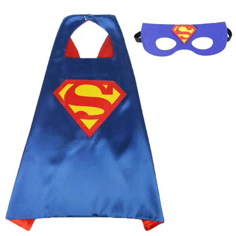 Super Hero Masquerade Mask Cape Cloak Anime Spider Man Batman Cloak Action Captain America Figure Toys Cosplay Child Party Gifts