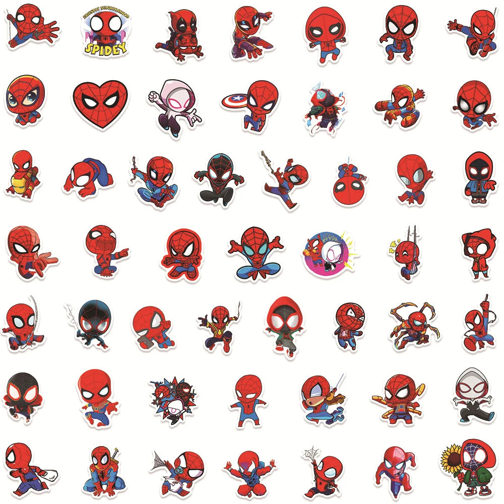10/30/50pcs Cartoon Marvel Spider-Man Stickers Anime Super Hero Sticker DIY Stationery Phone Laptop Funny Graffiti Decals Decor