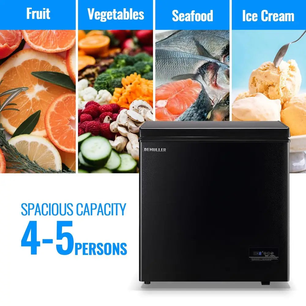 Large Capacity Chest Freezer Mini Deep Freezers Down to 11.2 with TWO Removable Baskets Freestanding Black Compact Size for Hom