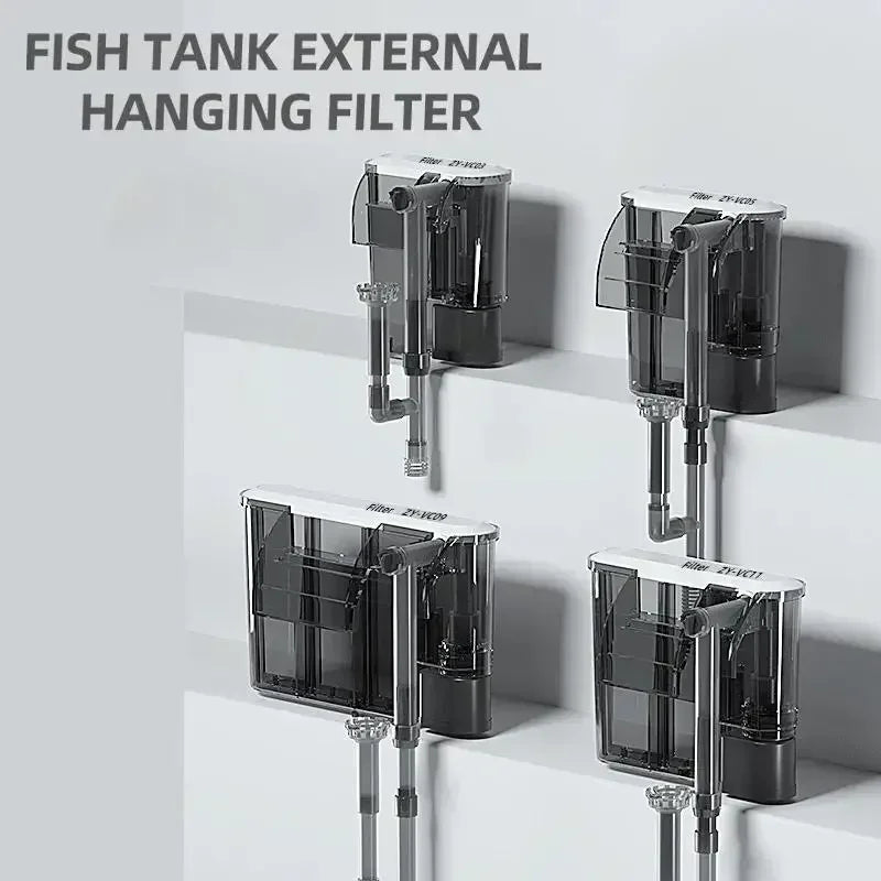 Aquarium Fish Tank Filter 110V 220V Wall Mounted Filter Pump Oil Removal Film External Grass Tank Filter Water Flow Adjustable