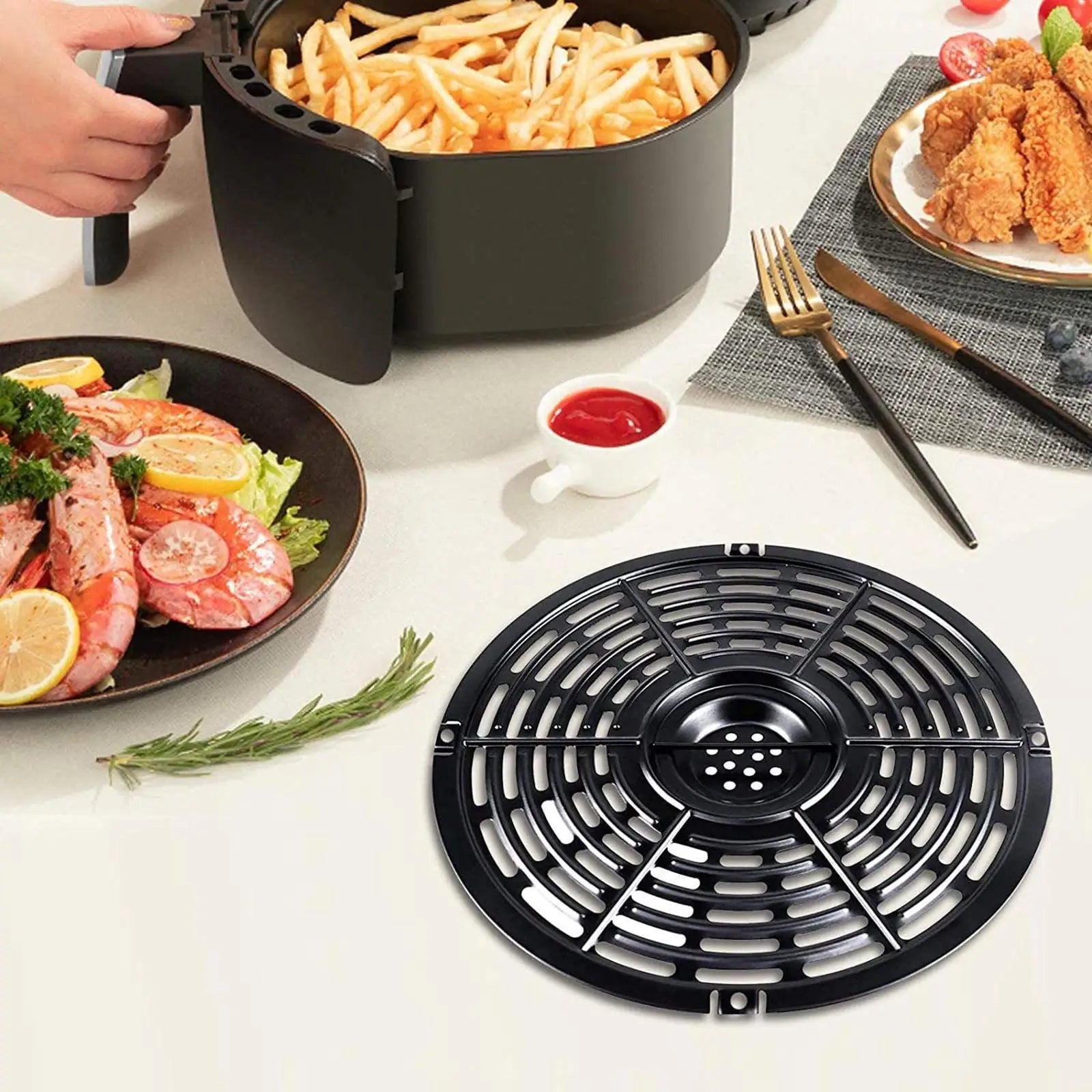 Air Fryer Basket Replacement Grill Air Pan for Power Dash Parts Crisper Plate Non-Stick Fry Pan Kitchen Airfryer Accessories