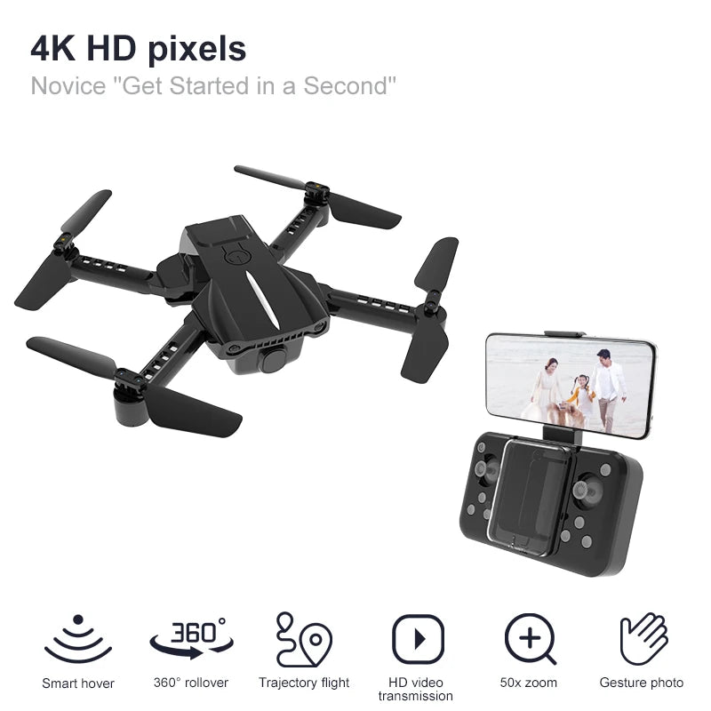 Black K11 Mini Finger Drone Pocket 4k Movie Lens RTF Foldable Brushless Quadcopter Wide Angle Anti Shake Camera Beauty Effect