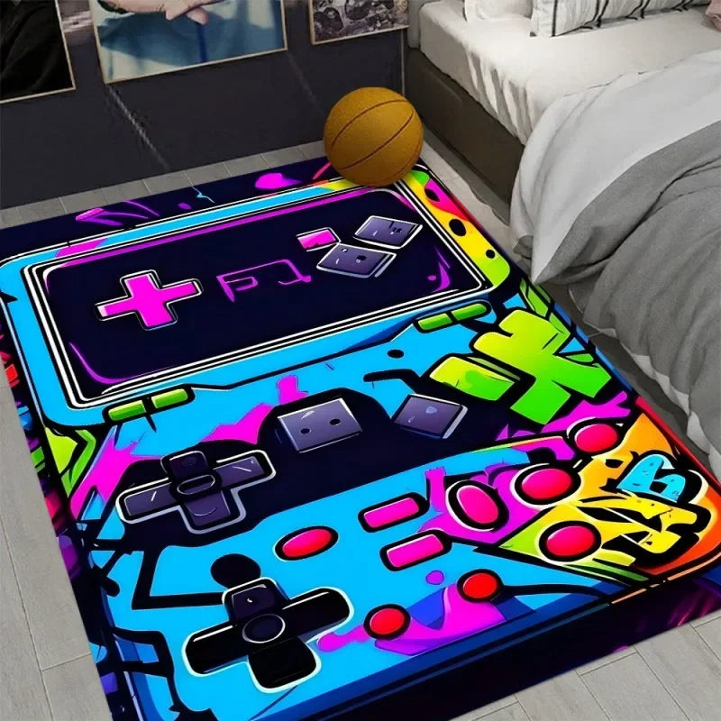VIKAMA Gamer Rug with Controller Design Carpet for Game Room Gaming Rug for Boys Room  Home Decor Non-slip Switch Gaming Mat