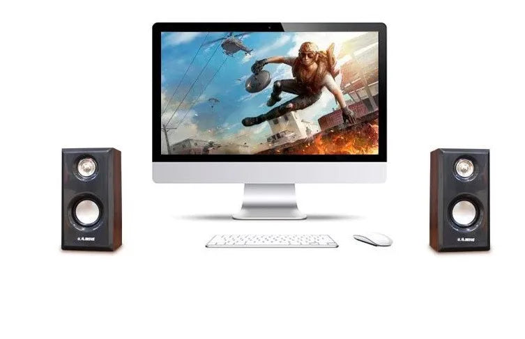 Wooden speakers USB Powered 3.5MM audio jack Surround Sound Wooden Wired Loudspeakers Computer Speakers for Laptop Smartphones