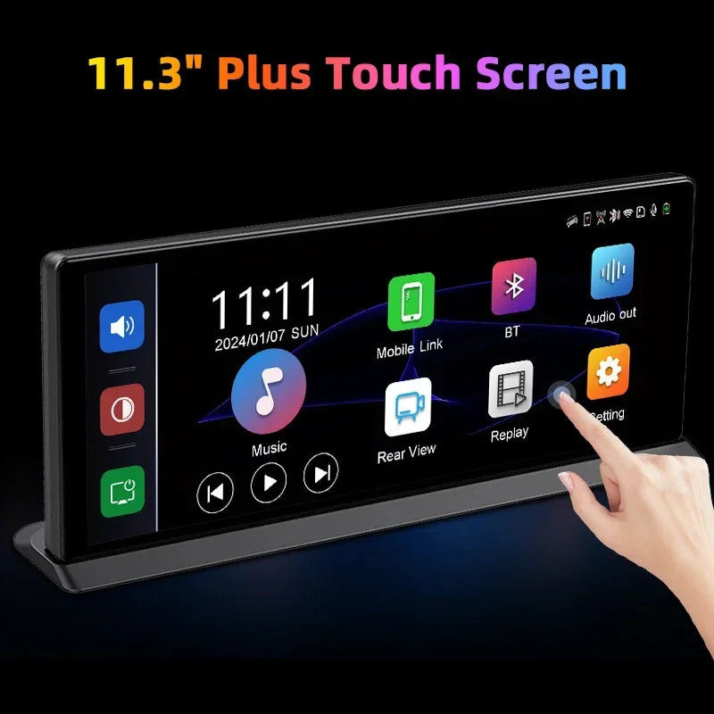 Develuck 11.3" Car Stereo Wireless Carplay Android auto Video with Rear Camera GPS Navigation Car Audio Receivers Dual Bluetooth