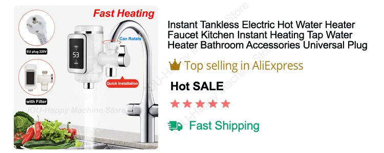 EU/US Plug 3500W Electric Thankless Mini Instant Hot Water Heater 220/110V bathroom Faucet Tap Heating 3 Seconds Instant Heating