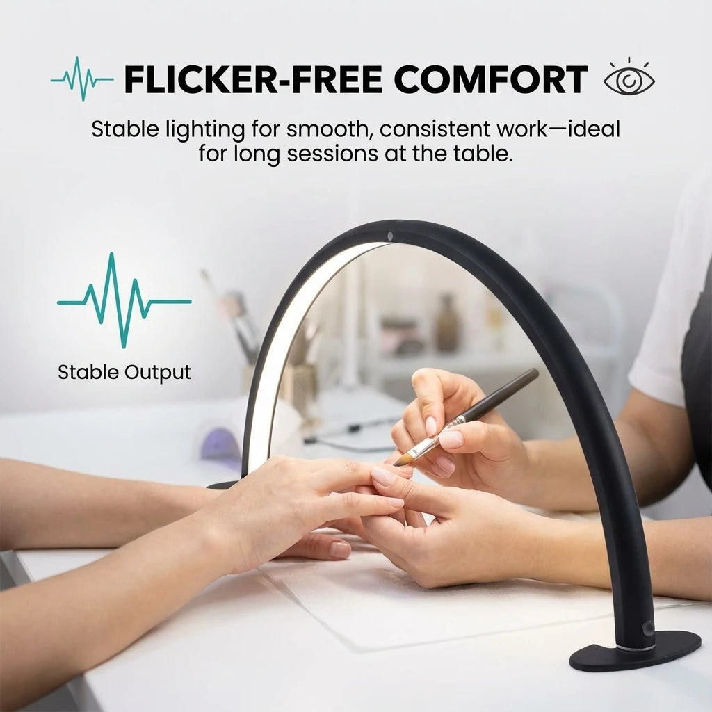 30inch Half Moon Light for Nail Desk 76cm 48W High Light Arch Photography Filling Crescent Desktop Manicure Craft Work Lamp